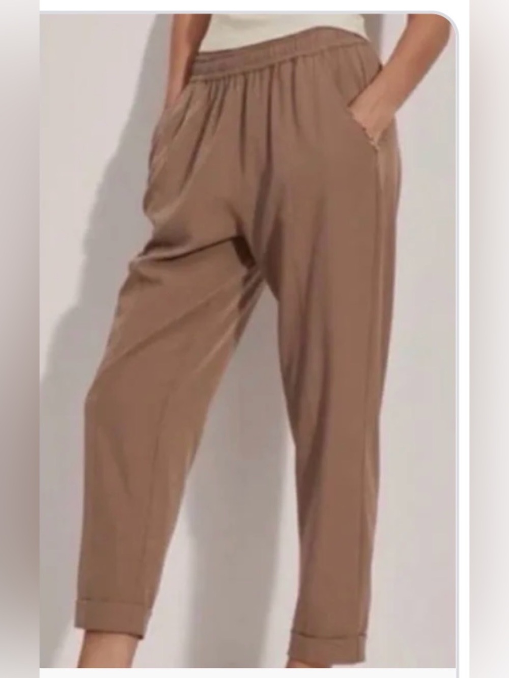 Varley Everly Turnup Taper Pant Tapered Pants in Brown XL NWT